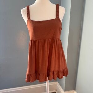 Rust Sleeveless Ruffle Hem Camisole
